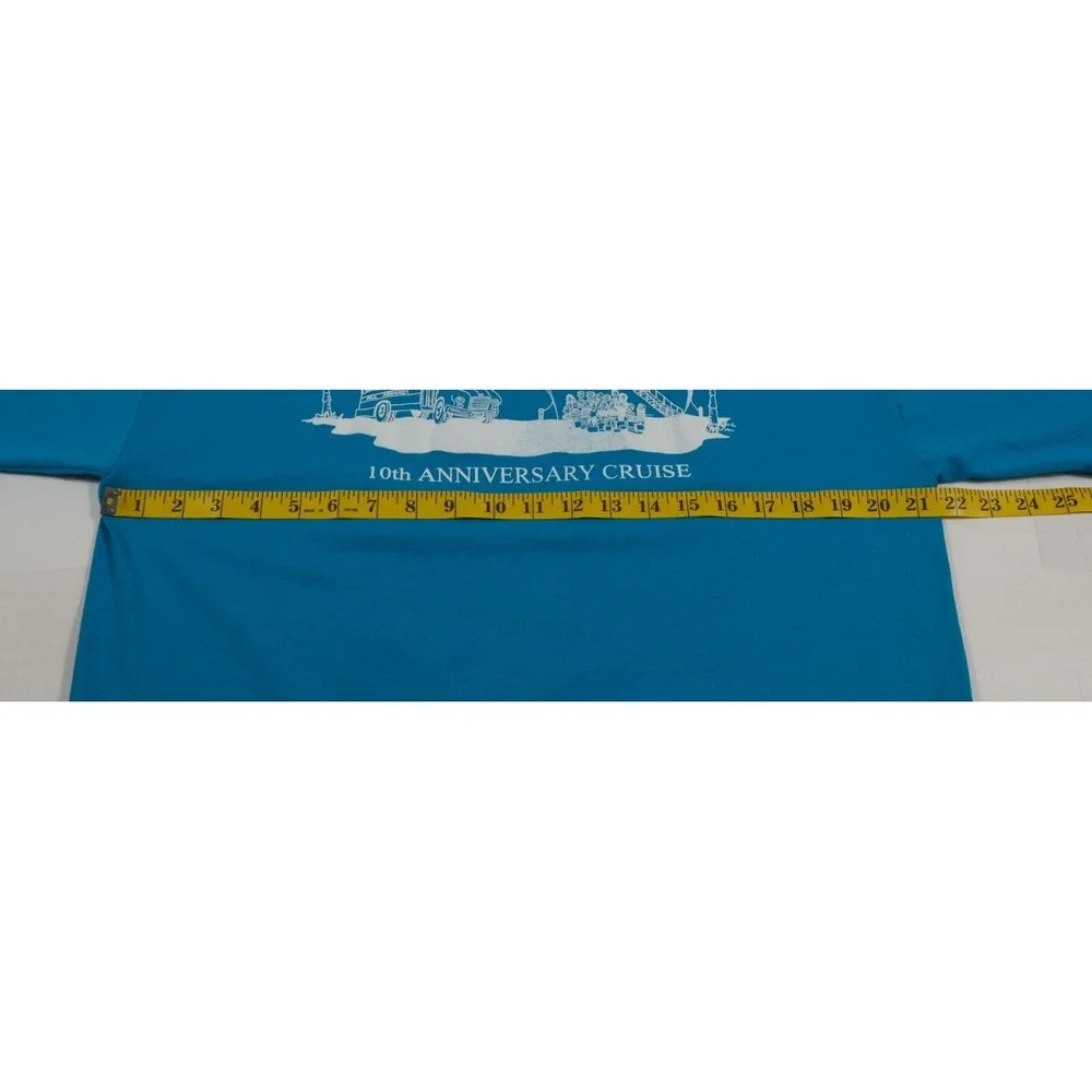 Jerzees T-Shirt‎ Mens L Blue All Aboard 10th Anniversary Cruise Vintage 90s USA